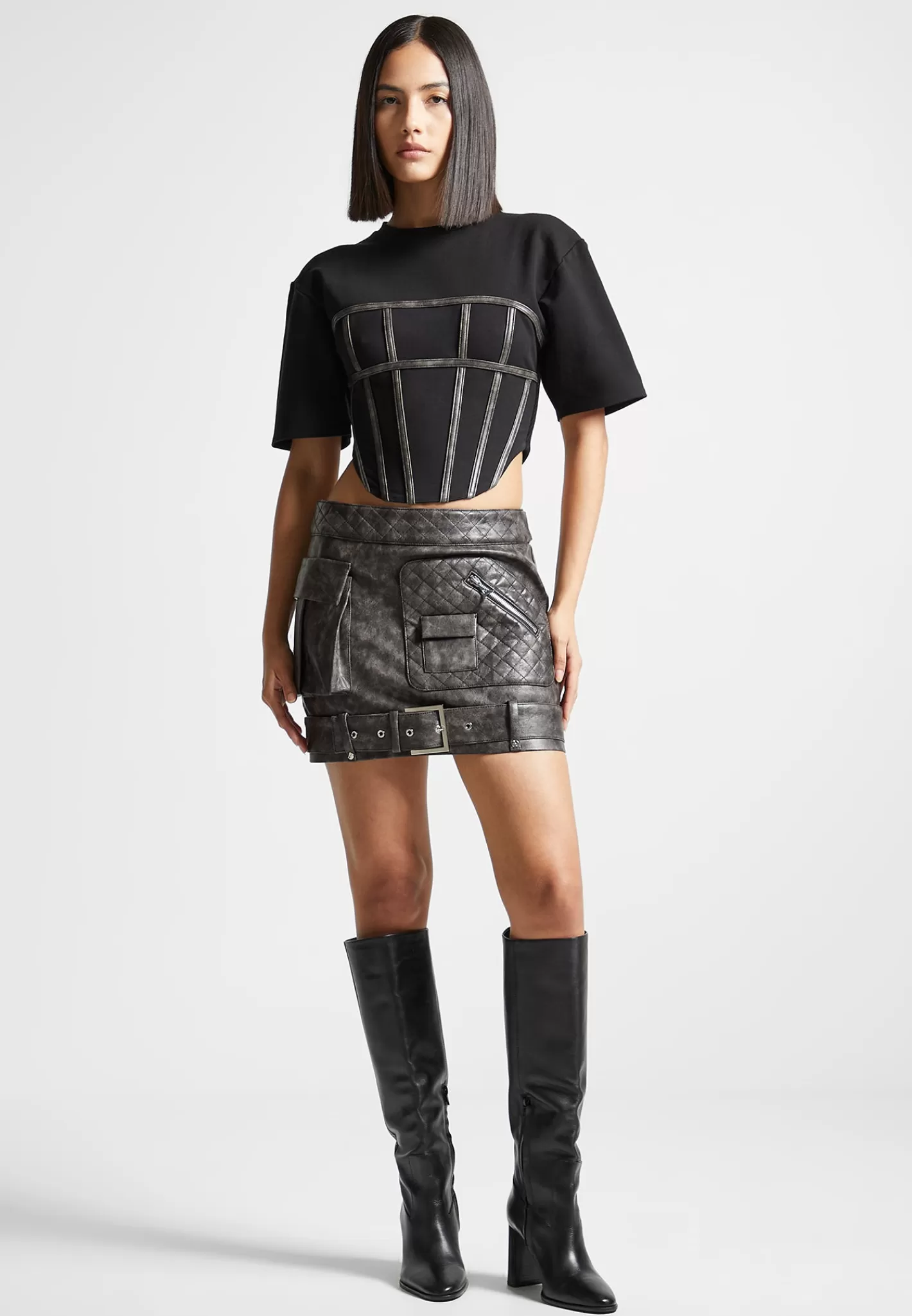 Vintage Vegan Leather Cargo Mini Skirt - -Manière De Voir Clearance