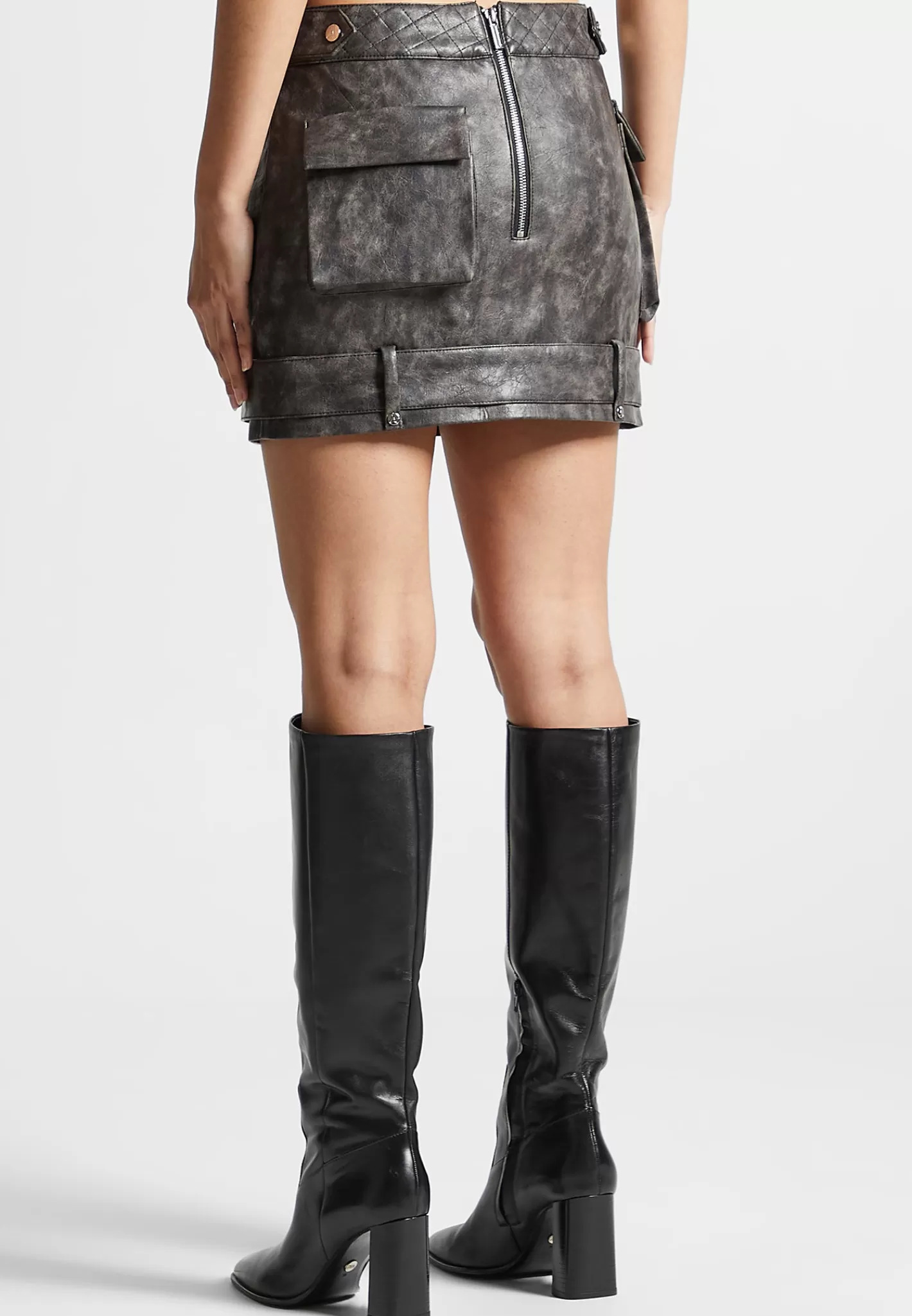 Vintage Vegan Leather Cargo Mini Skirt - -Manière De Voir Clearance