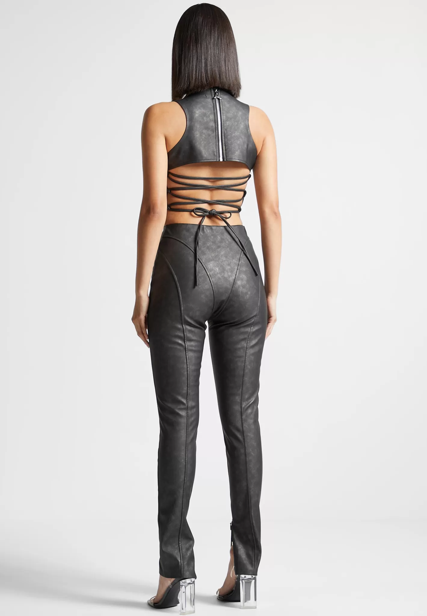 Vintage Vegan Leather Corset Jumpsuit - -Manière De Voir Discount