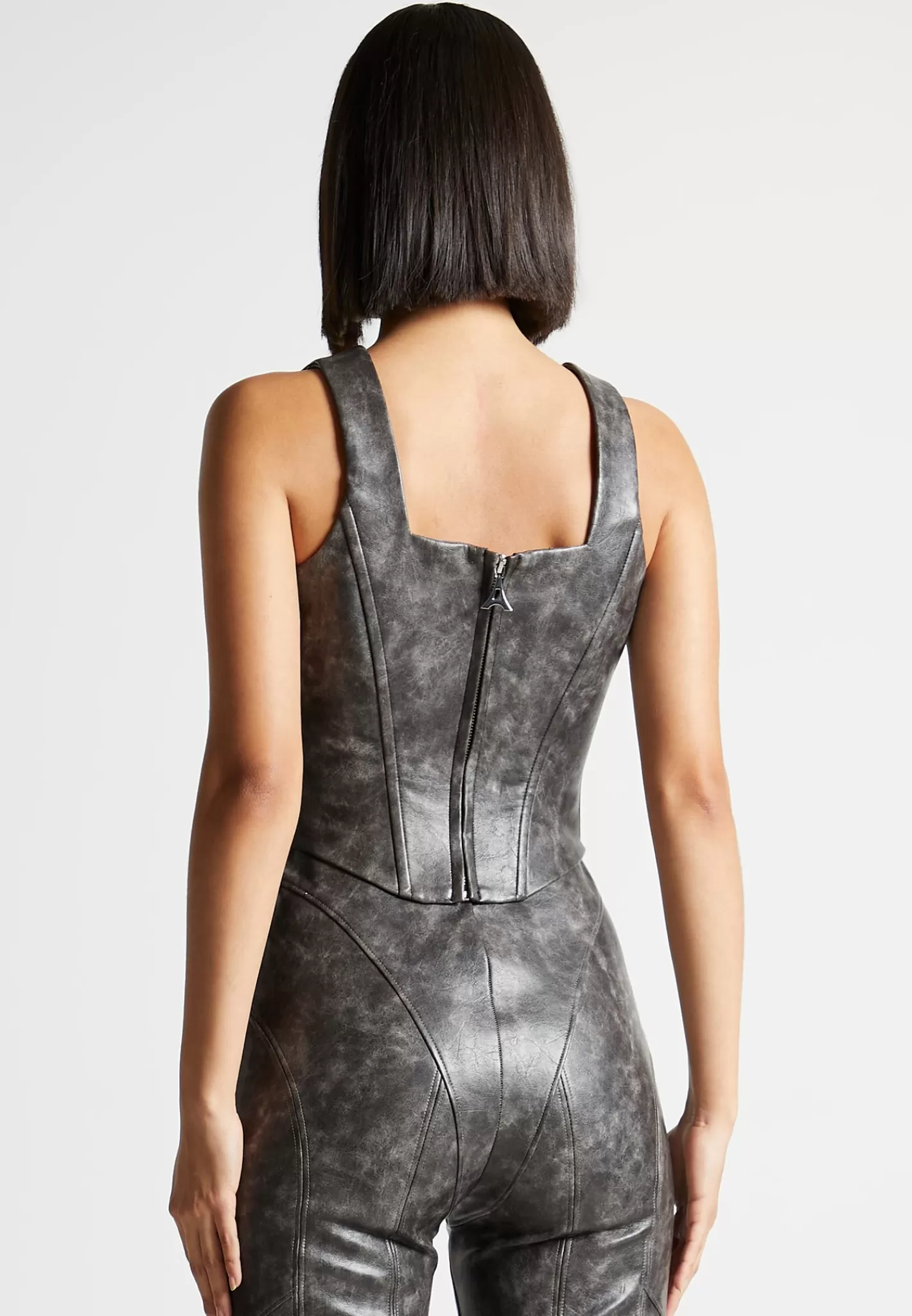 Vintage Vegan Leather Corset Top - -Manière De Voir Cheap