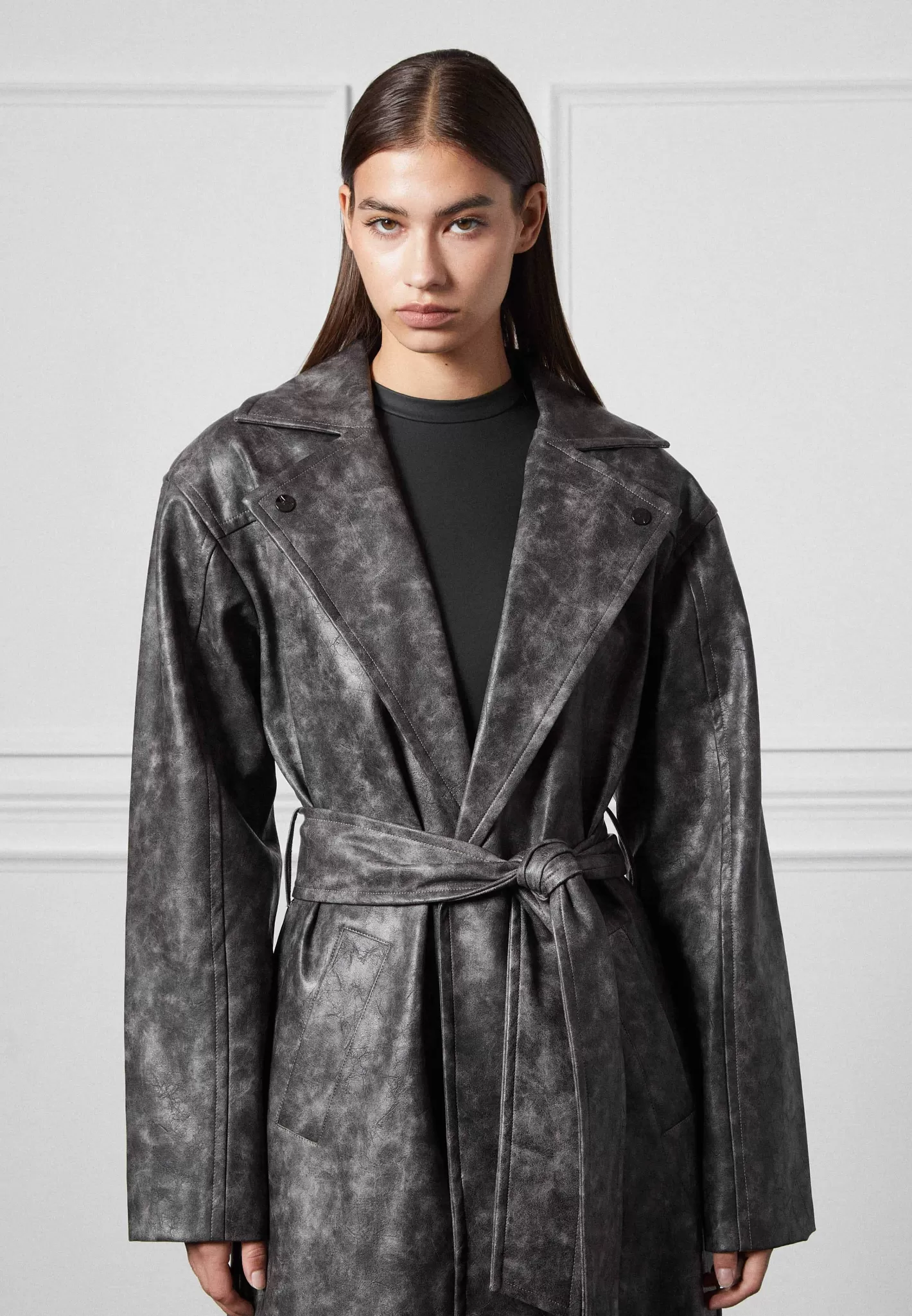 Vintage Vegan Leather Trench Coat - -Manière De Voir New