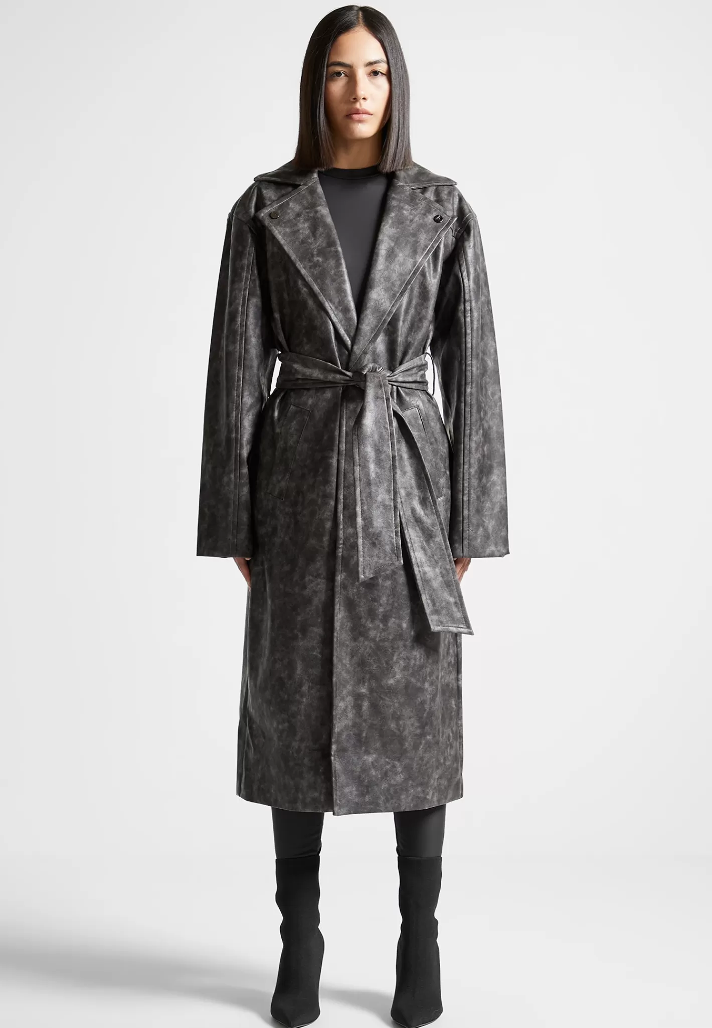 Vintage Vegan Leather Trench Coat - -Manière De Voir New