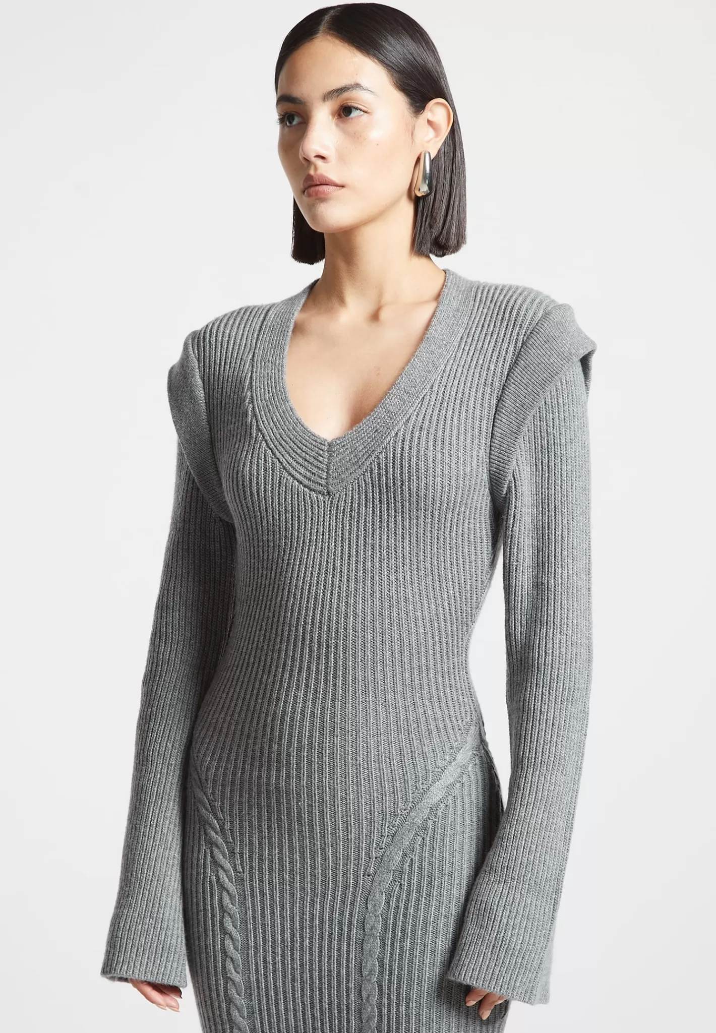 Wide Shoulder Knitted Midaxi Dress - -Manière De Voir Hot
