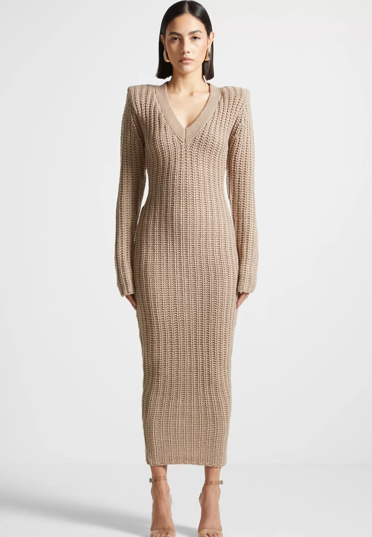 Wide Shoulder Knitted Midaxi Dress - -Manière De Voir Store