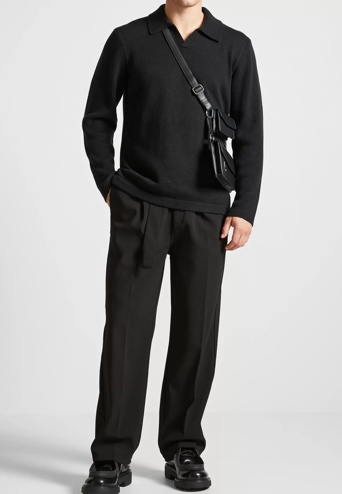 Wool Blend Knit Revere Long Sleeve Jumper - -Manière De Voir Online