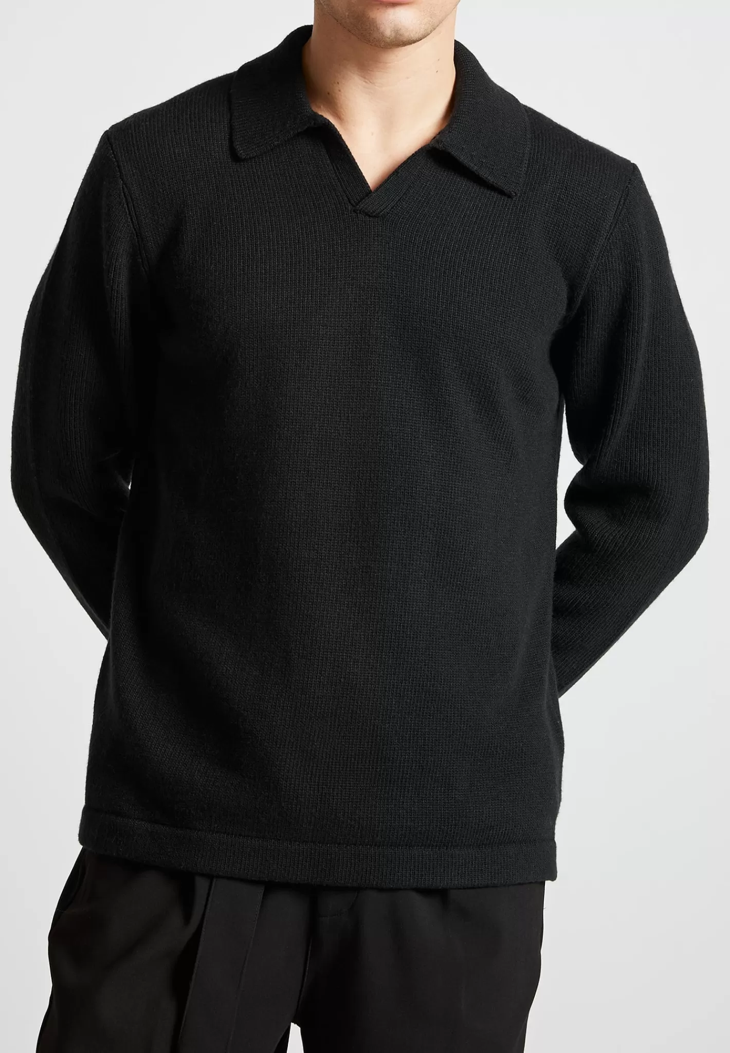 Wool Blend Knit Revere Long Sleeve Jumper - -Manière De Voir Online