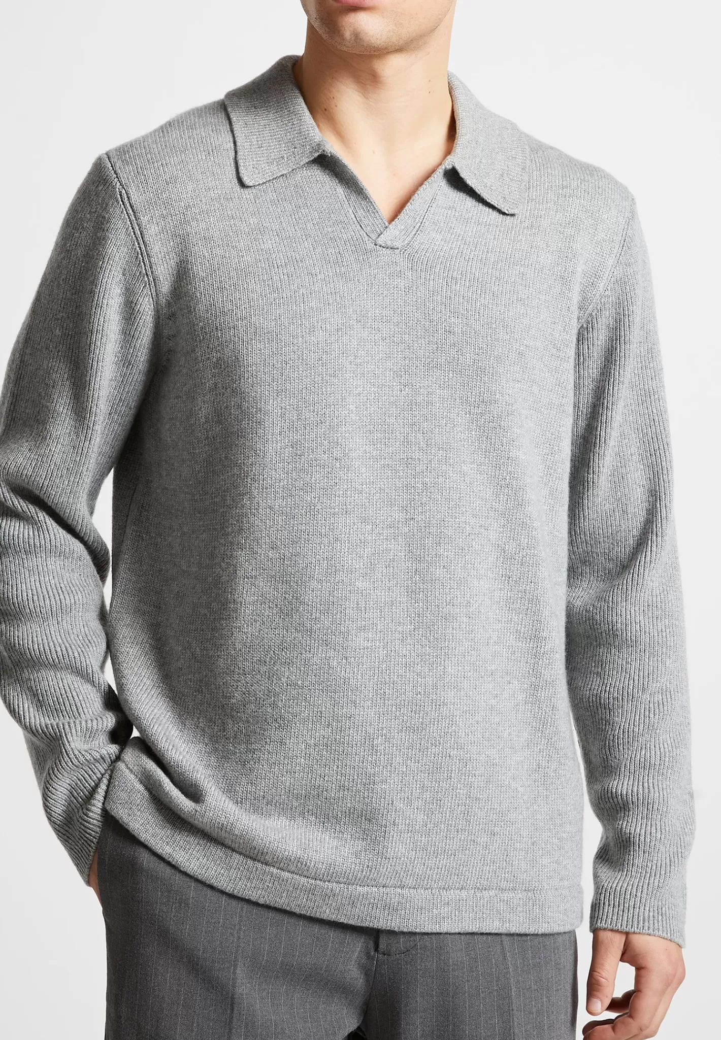 Wool Blend Knit Revere Long Sleeve Jumper - -Manière De Voir Online