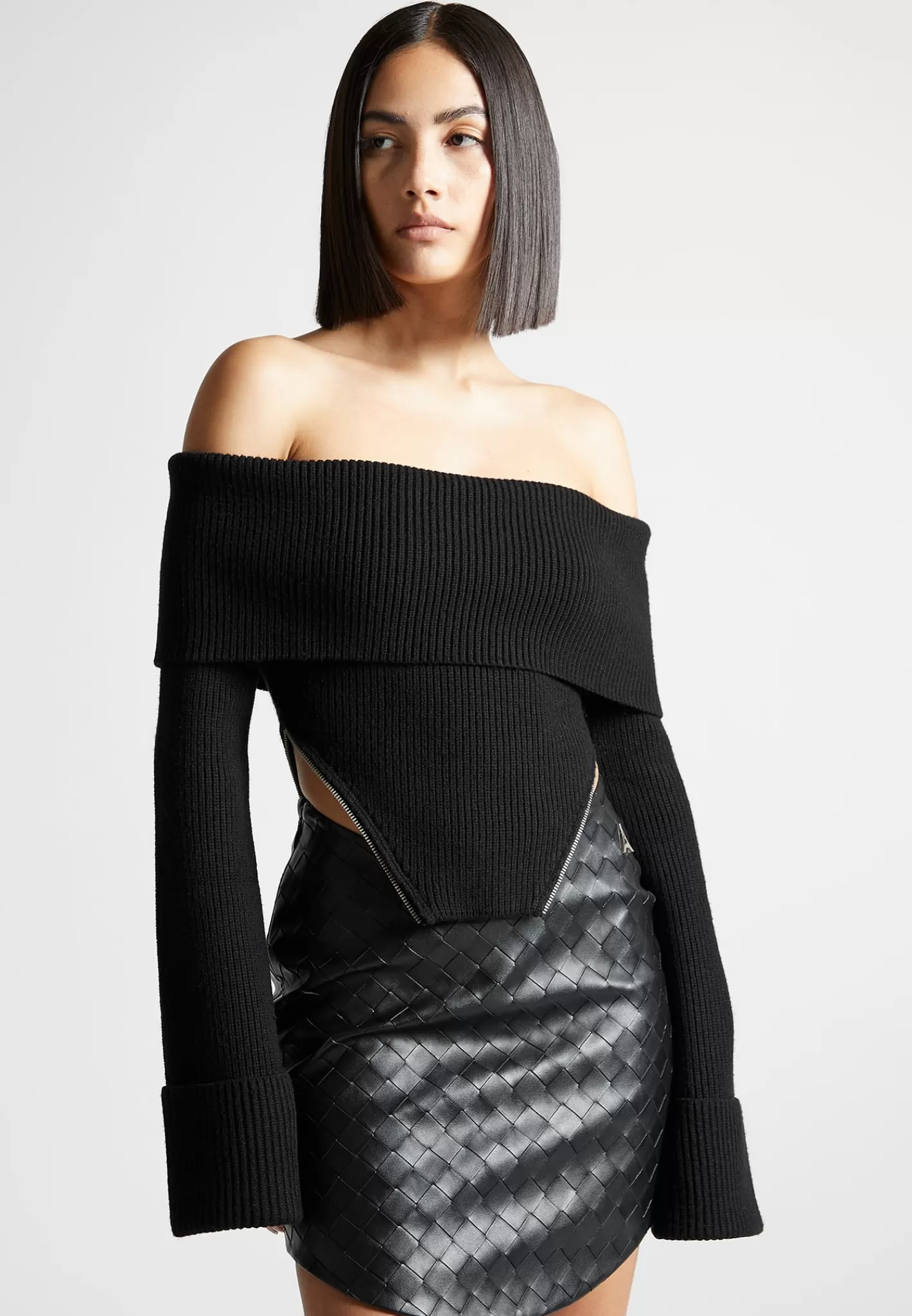 Zip Detail Knit Bandeau Top - -Manière De Voir Shop