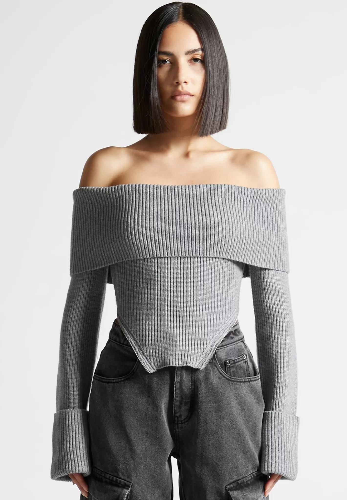 Zip Detail Knit Bandeau Top - -Manière De Voir Shop